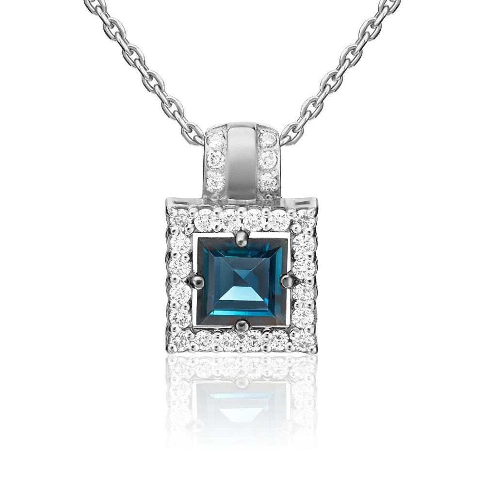 Подвеска из белого золота с сапфиром и бриллиантами 03-0427-00-105-1120-30