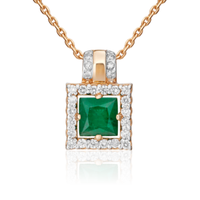 Подвеска из красного золота с изумрудом и бриллиантами 03-0426-00-106-1110-30