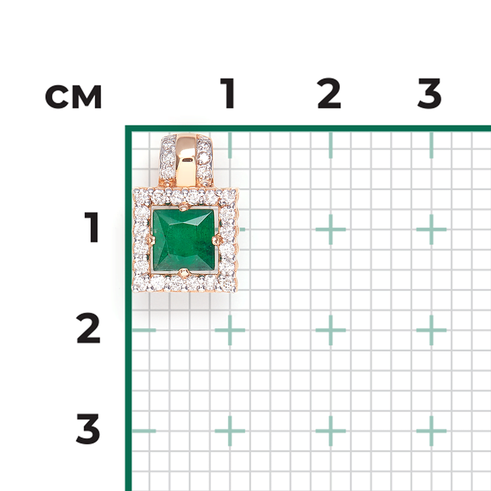Подвеска из красного золота с изумрудом и бриллиантами 03-0426-00-106-1110-30