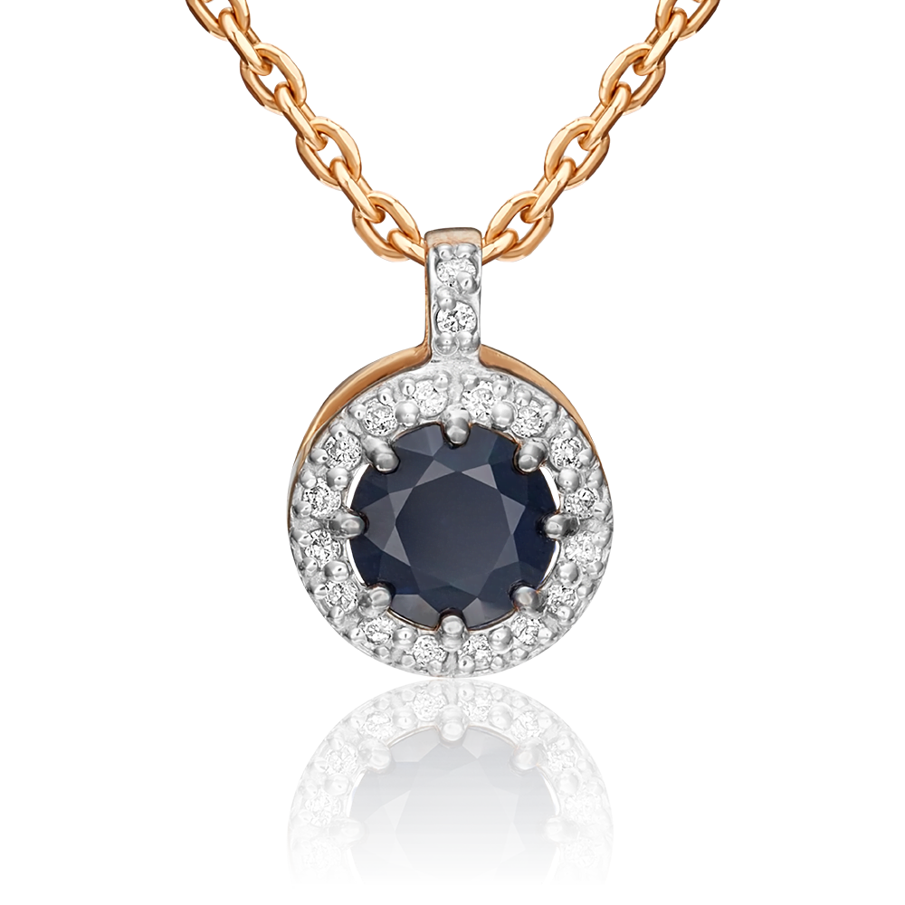 Подвеска из красного золота с сапфиром и бриллиантами 03-0428-00-105-1110-30