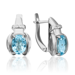 Серьги с английским замком из белого золота с топазом и натуральными топазами white 02-4430-00-201-1120-57
