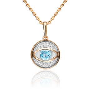 Подвеска «Глаз» из красного золота с топазом и натуральными топазами white 03-2990-00-201-1110-57 Подвеска «Глаз» из красного золота с топазом и натуральными топазами white 03-2990-00-201-1110-57