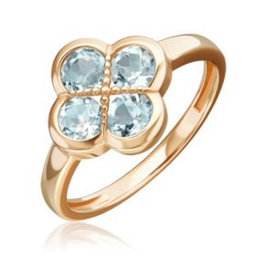 Кольцо «Клевер» из красного золота с топазами