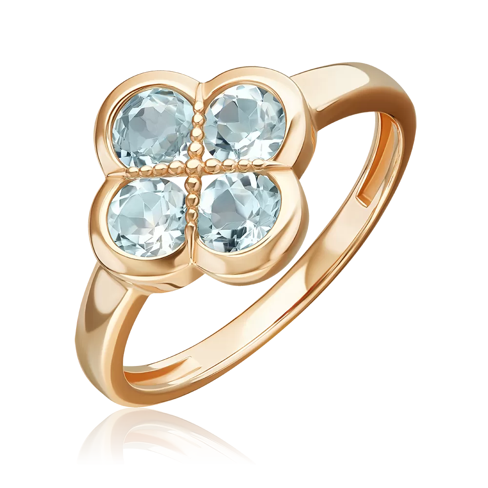 Кольцо «Клевер» из красного золота с топазами 01-5908-00-201-1110