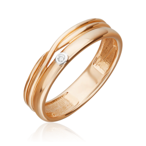 Обручальное кольцо из красного золота с бриллиантом 01-0849-00-101-1110-30
