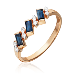 Кольцо из красного золота с сапфирами и бриллиантами 01-0851-00-105-1110-30