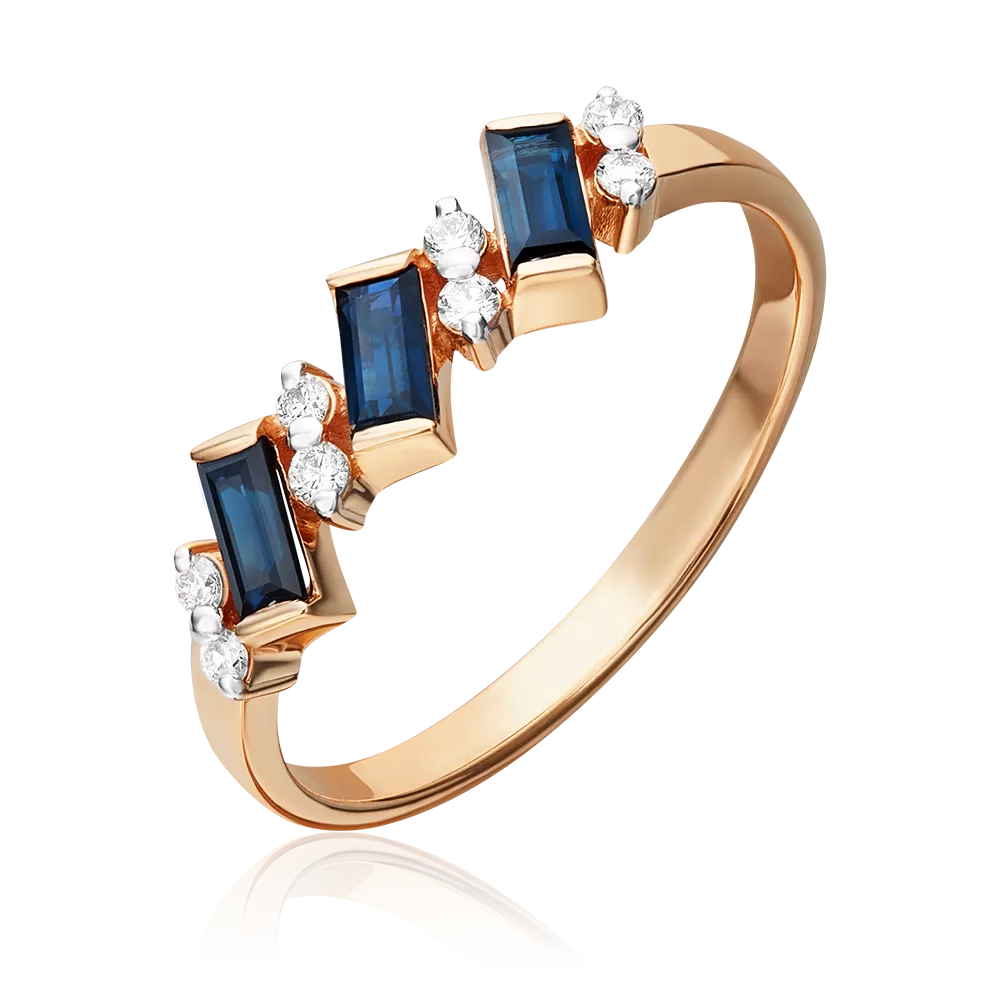 Кольцо из красного золота с сапфирами и бриллиантами 01-0851-00-105-1110-30