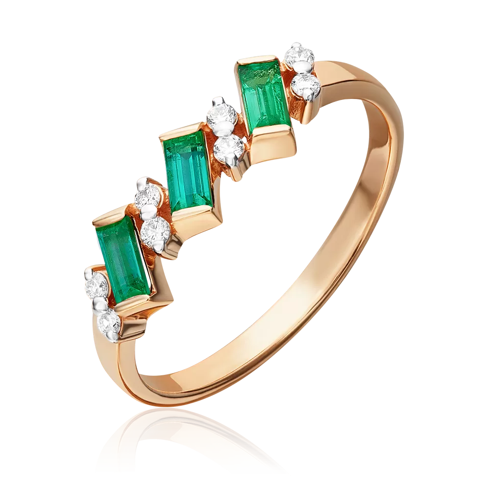 Кольцо из красного золота с изумрудами и бриллиантами 01-0851-00-106-1110-30