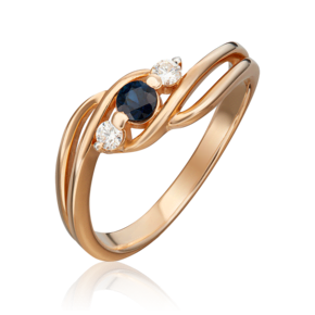 Кольцо из красного золота с сапфиром и бриллиантами 01-0853-00-105-1110-30