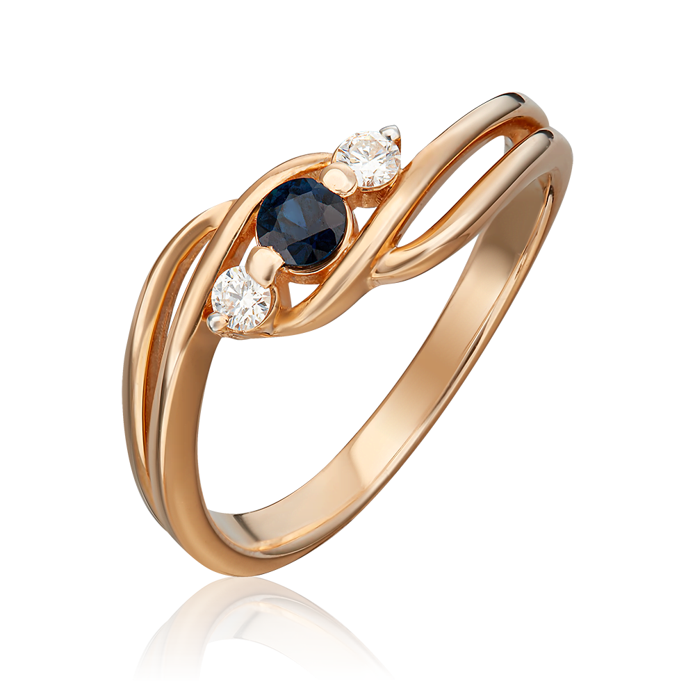 Кольцо из красного золота с сапфиром и бриллиантами 01-0853-00-105-1110-30