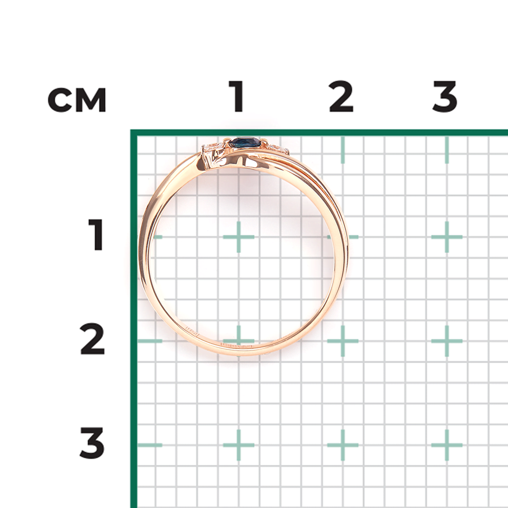 Кольцо из красного золота с сапфиром и бриллиантами 01-0853-00-105-1110-30