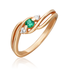 Кольцо из красного золота с изумрудом и бриллиантами 01-0853-00-106-1110-30