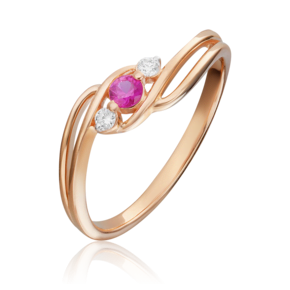 Кольцо из красного золота с рубином и бриллиантами 01-0853-00-107-1110-30