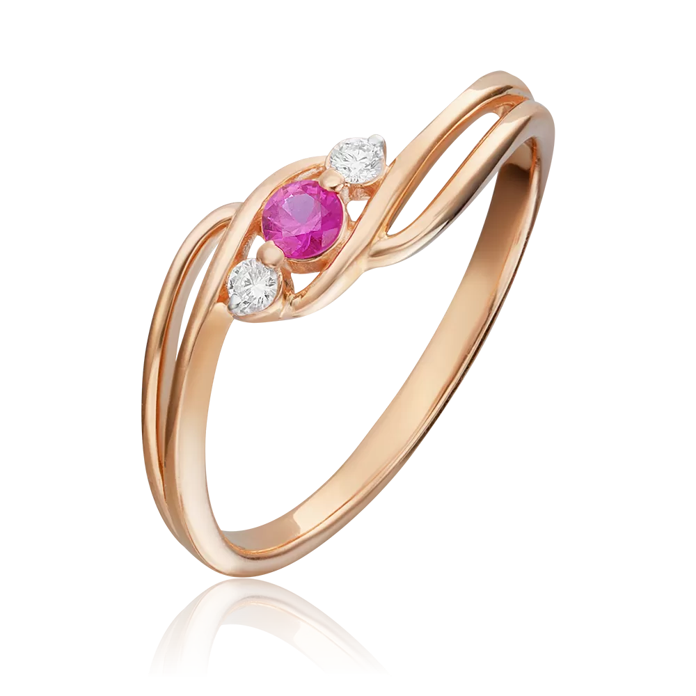 Кольцо из красного золота с рубином и бриллиантами 01-0853-00-107-1110-30