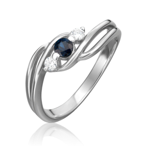 Кольцо из белого золота с сапфиром и бриллиантами 01-0854-00-105-1120-30