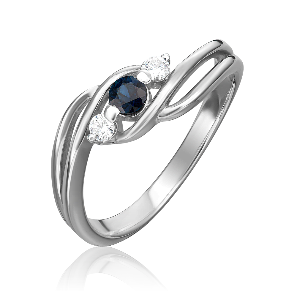 Кольцо из белого золота с сапфиром и бриллиантами 01-0854-00-105-1120-30