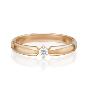 Кольцо из красного золота с бриллиантом