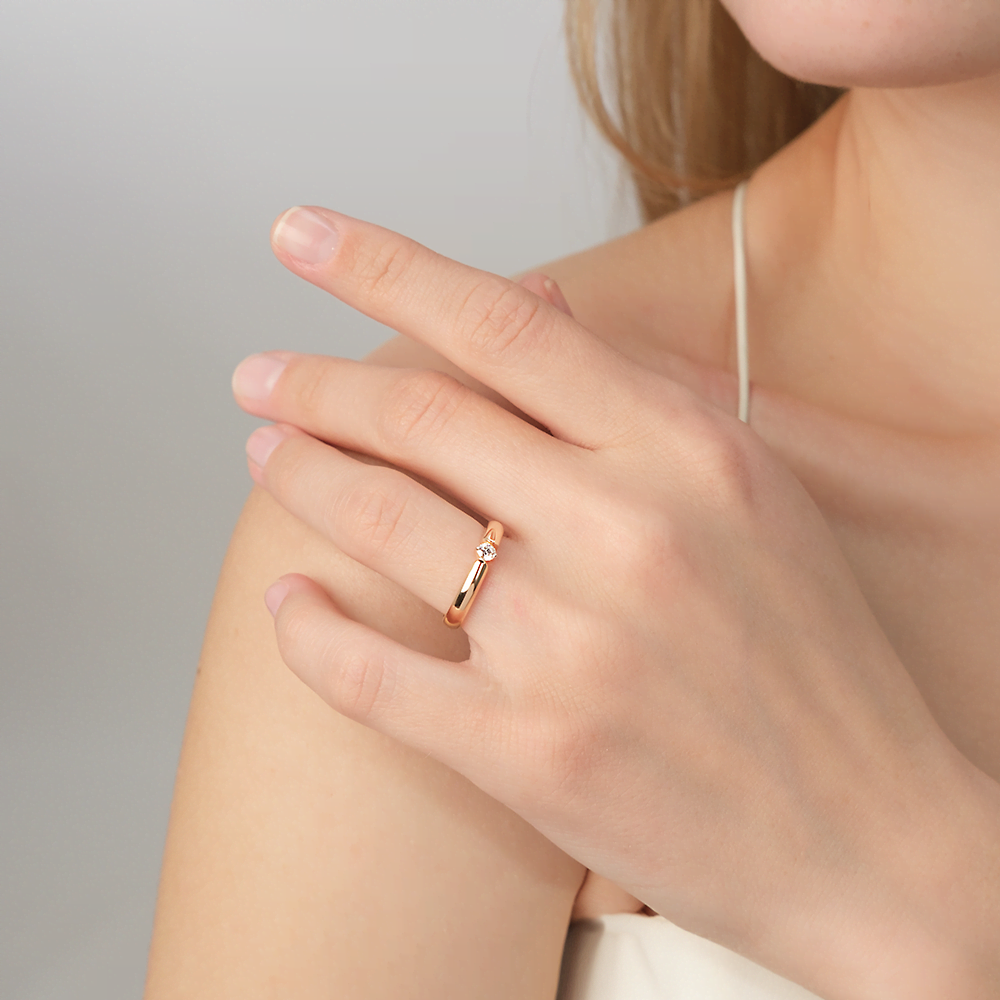 Кольцо из красного золота с бриллиантом 01-0857-00-101-1110-30