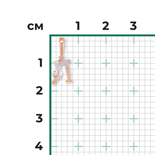 Подвеска «Буква Л» из комбинированного золота с фианитом 03-3119-Л-401-1111