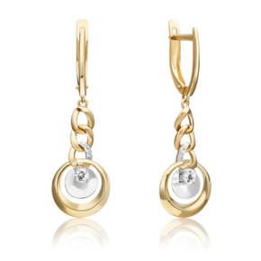 Серьги «Энергия» из комбинированного золота с натуральными топазами white 02-4833-00-201-1121