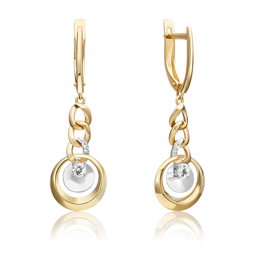 Серьги «Энергия» из комбинированного золота с натуральными топазами white 02-4833-00-201-1121