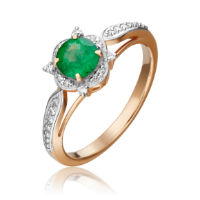 Кольцо из красного золота с изумрудом и бриллиантами 01-1548-00-106-1110-30