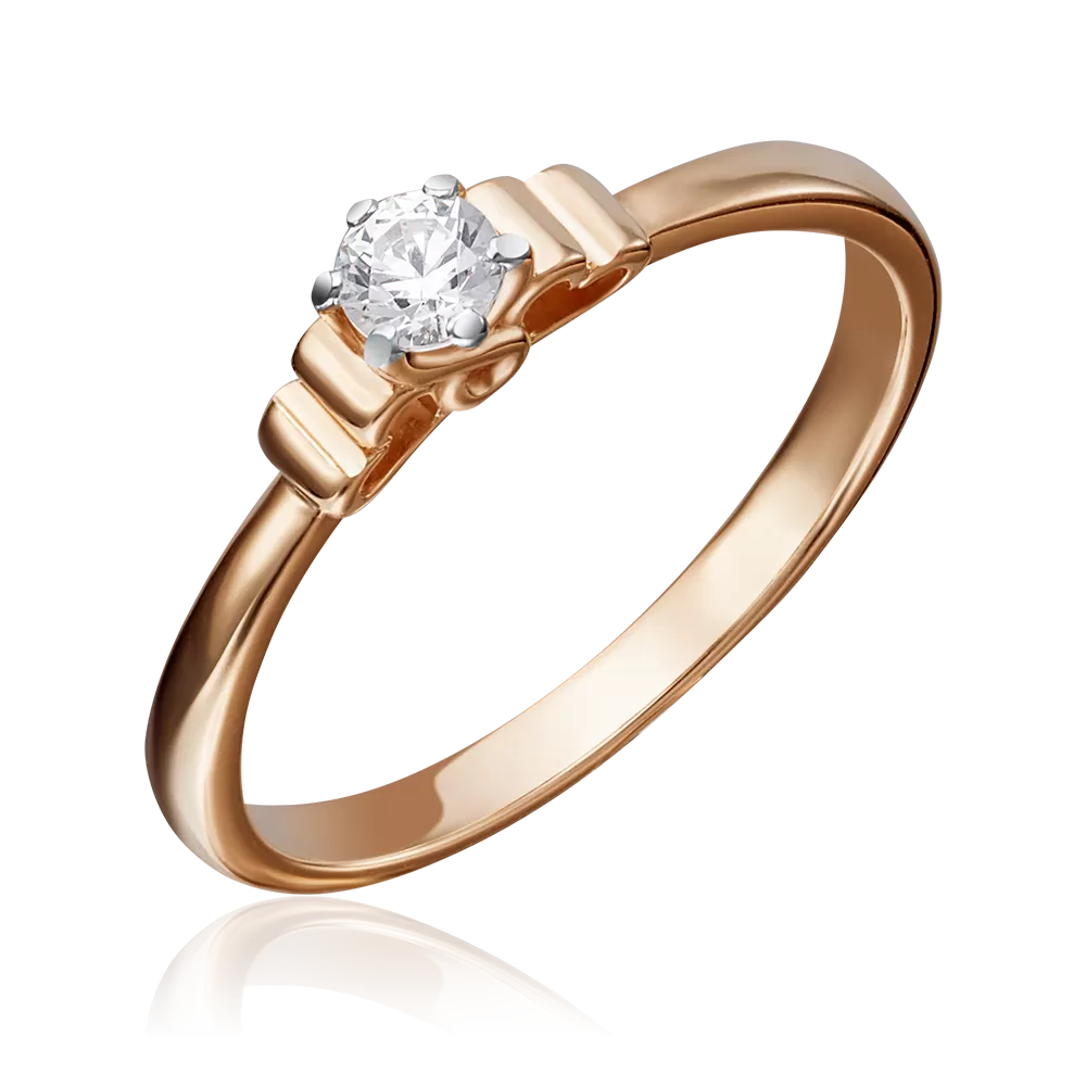 Помолвочное кольцо из красного золота с бриллиантом 01-5224-00-101-1110-30