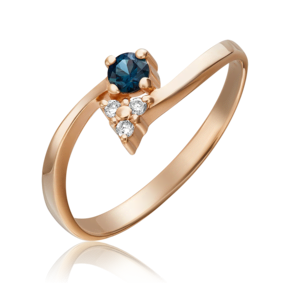 Кольцо из красного золота с сапфиром и бриллиантами 01-0591-00-105-1110-30