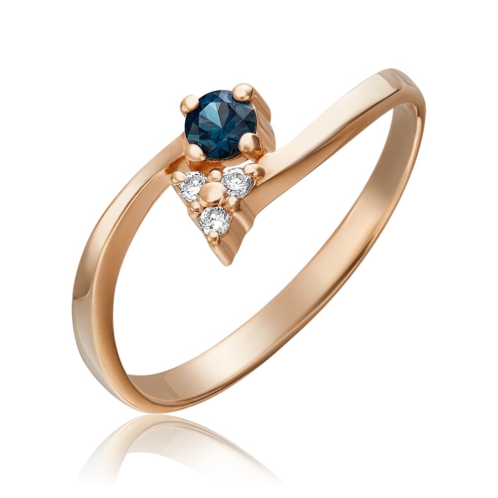 Кольцо из красного золота с сапфиром и бриллиантами 01-0591-00-105-1110-30