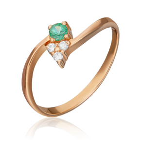 Кольцо из красного золота с изумрудом и бриллиантами 01-0591-00-106-1110-30