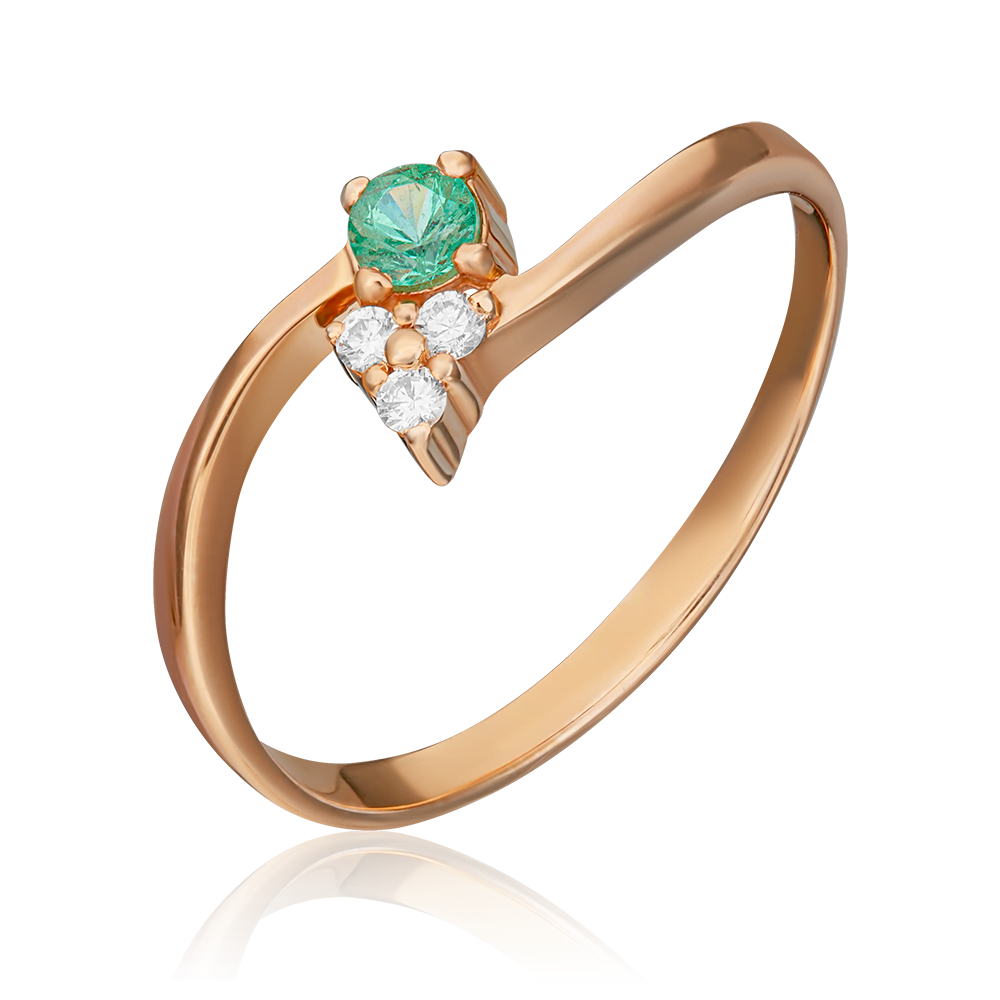 Кольцо из красного золота с изумрудом и бриллиантами 01-0591-00-106-1110-30