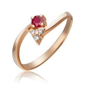Кольцо из красного золота с рубином и бриллиантами 01-0591-00-107-1110-30