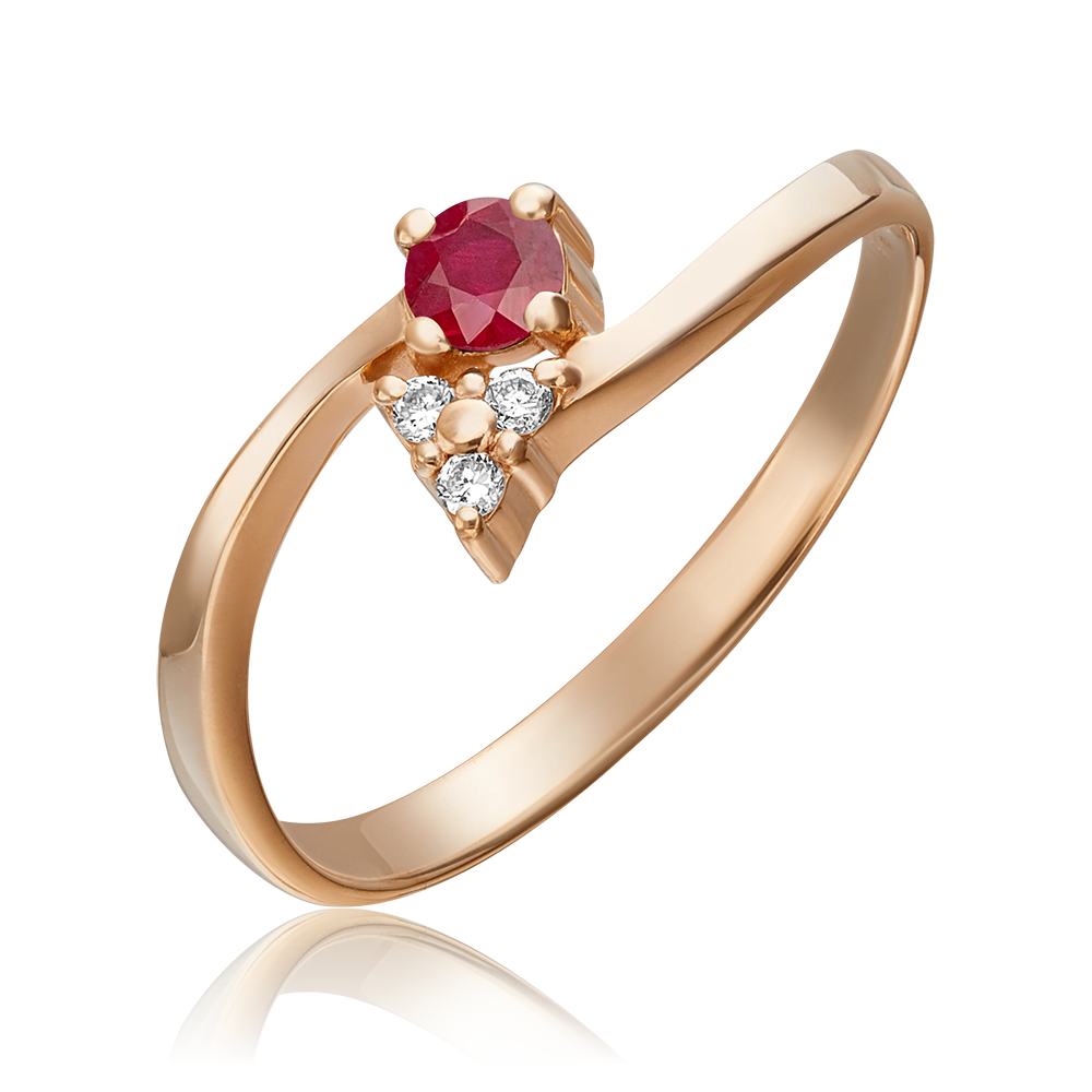 Кольцо из красного золота с рубином и бриллиантами 01-0591-00-107-1110-30