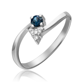Кольцо из белого золота с сапфиром и бриллиантами 01-0592-00-105-1120-30