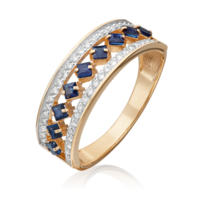 Кольцо из красного золота с сапфирами и бриллиантами 01-0585-00-105-1110-30