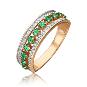 Кольцо из красного золота с изумрудами и бриллиантами 01-0585-00-106-1110-30