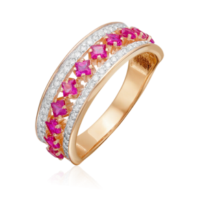 Кольцо из красного золота с рубинами и бриллиантами 01-0585-00-107-1110-30