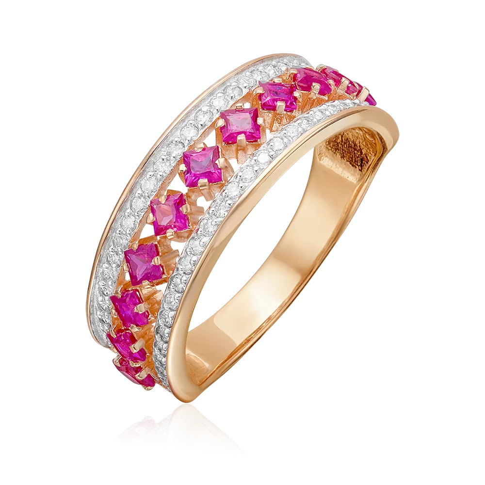 Кольцо из красного золота с рубинами и бриллиантами 01-0585-00-107-1110-30