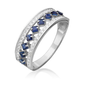 Кольцо из белого золота с сапфирами и бриллиантами 01-0586-00-105-1120-30