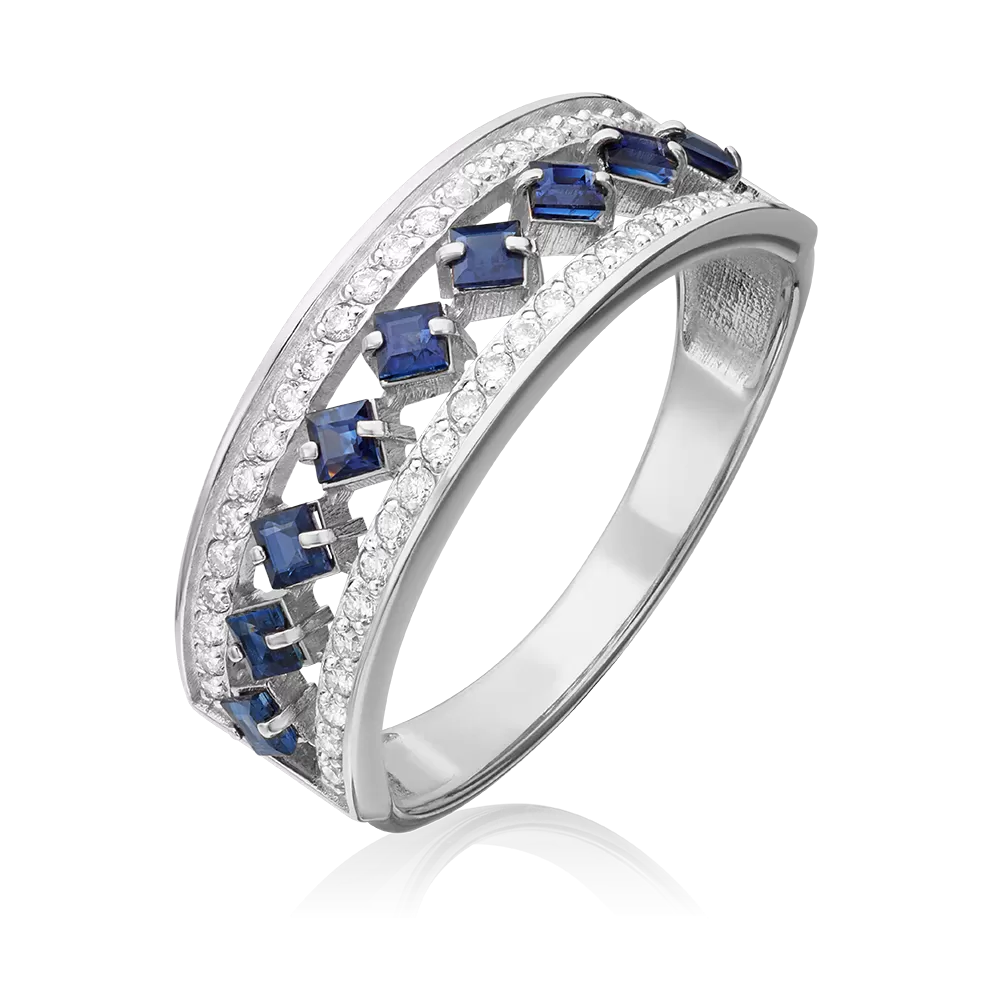 Кольцо из белого золота с сапфирами и бриллиантами 01-0586-00-105-1120-30