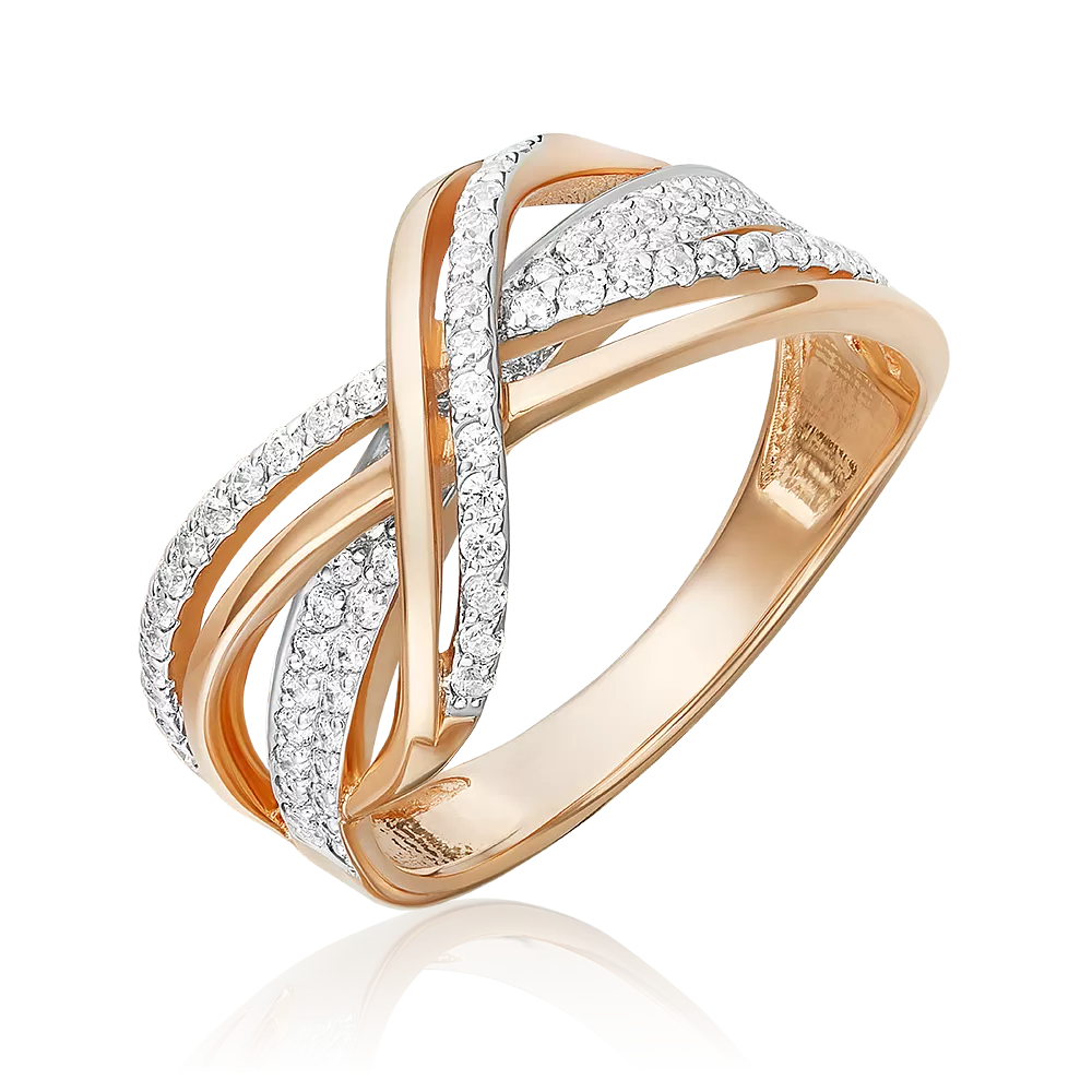 Кольцо из красного золота с фианитами 01-4740-00-401-1110-33