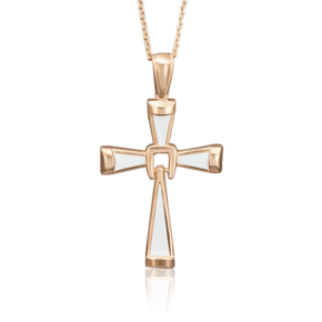 Декоративный крест из красного золота с эмалью 03-2348-01-000-1110-25