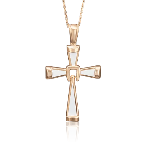 Декоративный крест из красного золота с эмалью 03-2348-01-000-1110-25