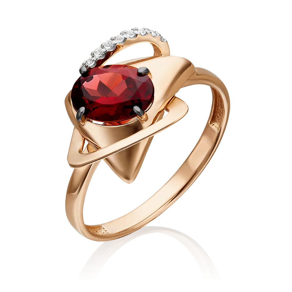 Кольцо из красного золота с гранатом и натуральными топазами white 01-5306-00-264-1110-57
