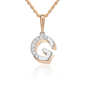 Подвеска «Буква G» из комбинированного золота с фианитами 03-3419-G-401-1111