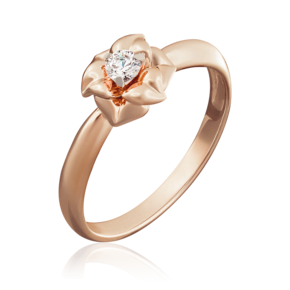 Помолвочное кольцо «Цветок» из красного золота с бриллиантом 01-5018-00-101-1110-30