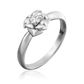 Помолвочное кольцо «Цветок» из белого золота с бриллиантом 01-5018-00-101-1120-30