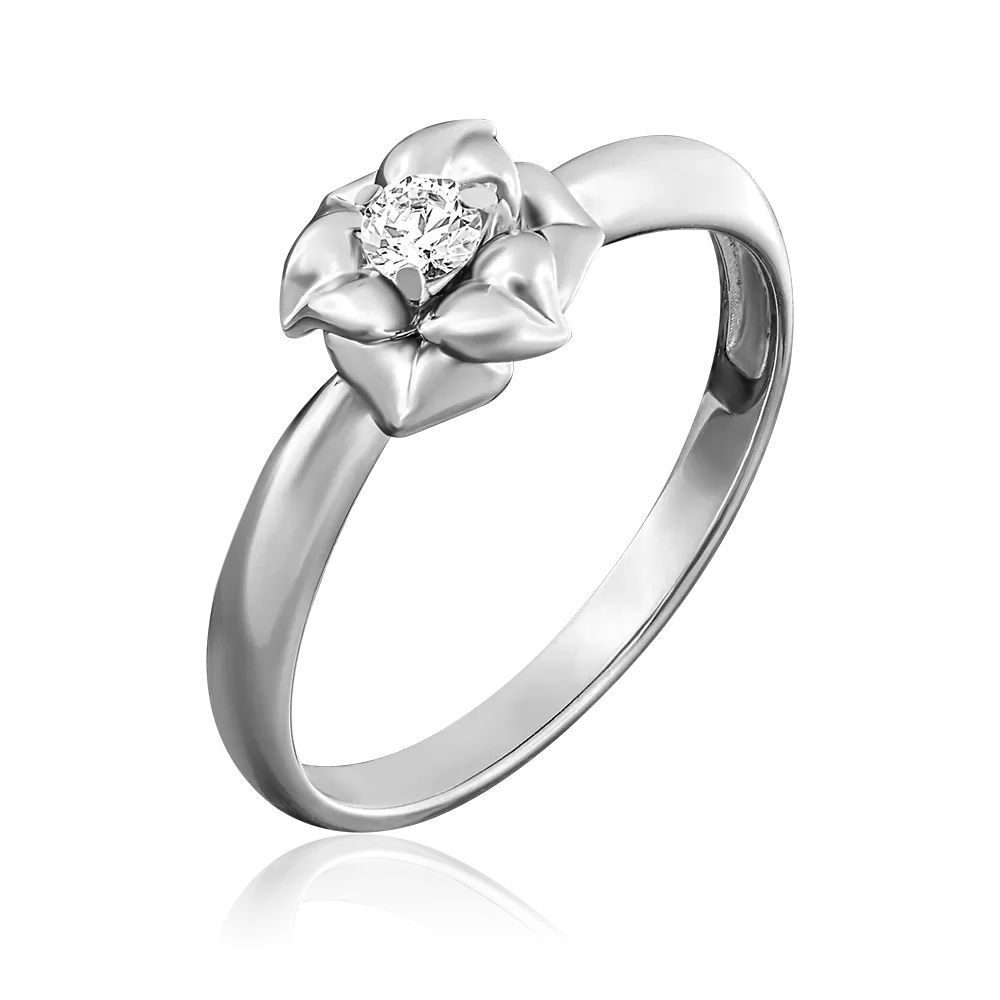 Помолвочное кольцо «Цветок» из белого золота с бриллиантом 01-5018-00-101-1120-30