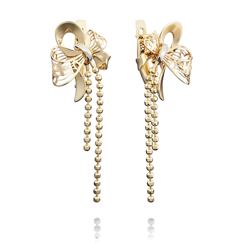 Серьги «Банты» с английским замком из лимонного золота 02-3922-00-000-1130-48