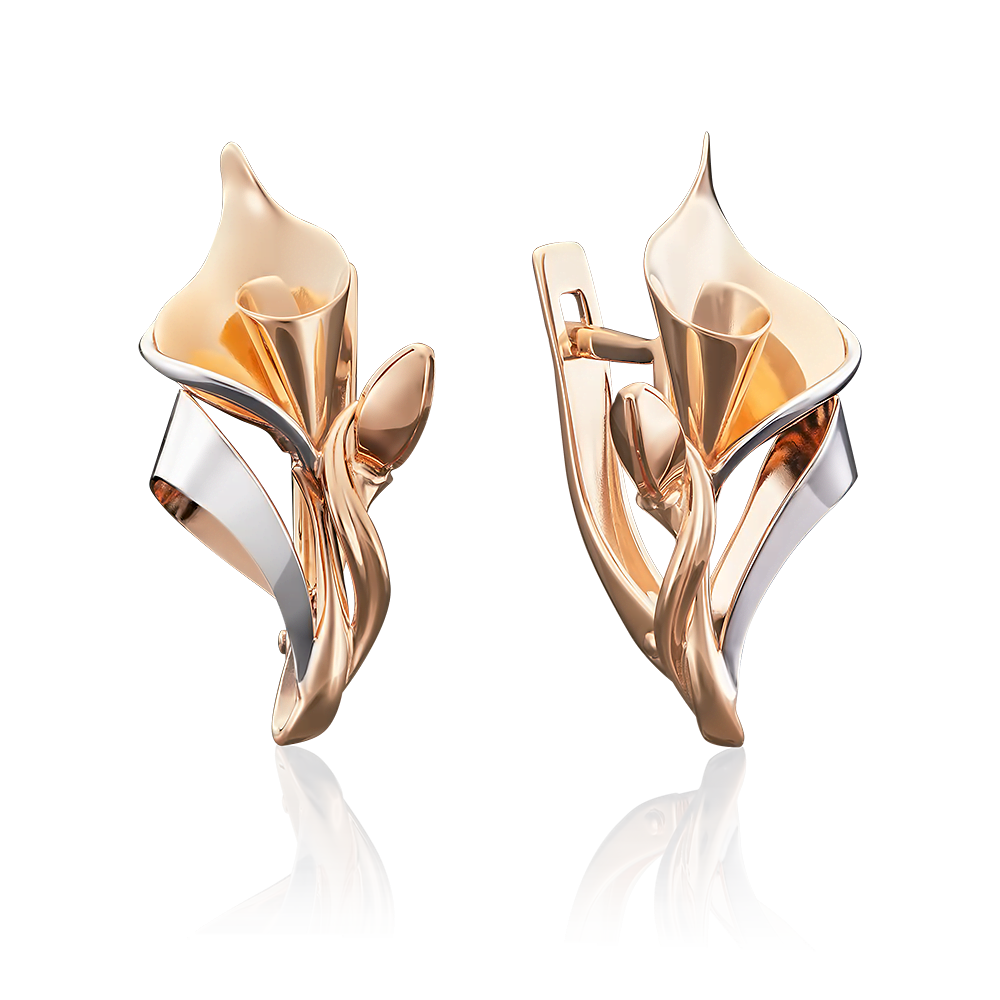 Серьги «Каллы» с английским замком из красного золота 02-3923-00-000-1110-48